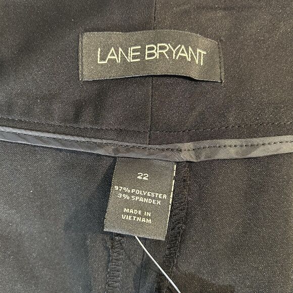 NEW Lane Bryant Wide Leg Pants Trousers Black Size 22 Satin Micro Stripe Dressy - Picture 6 of 10